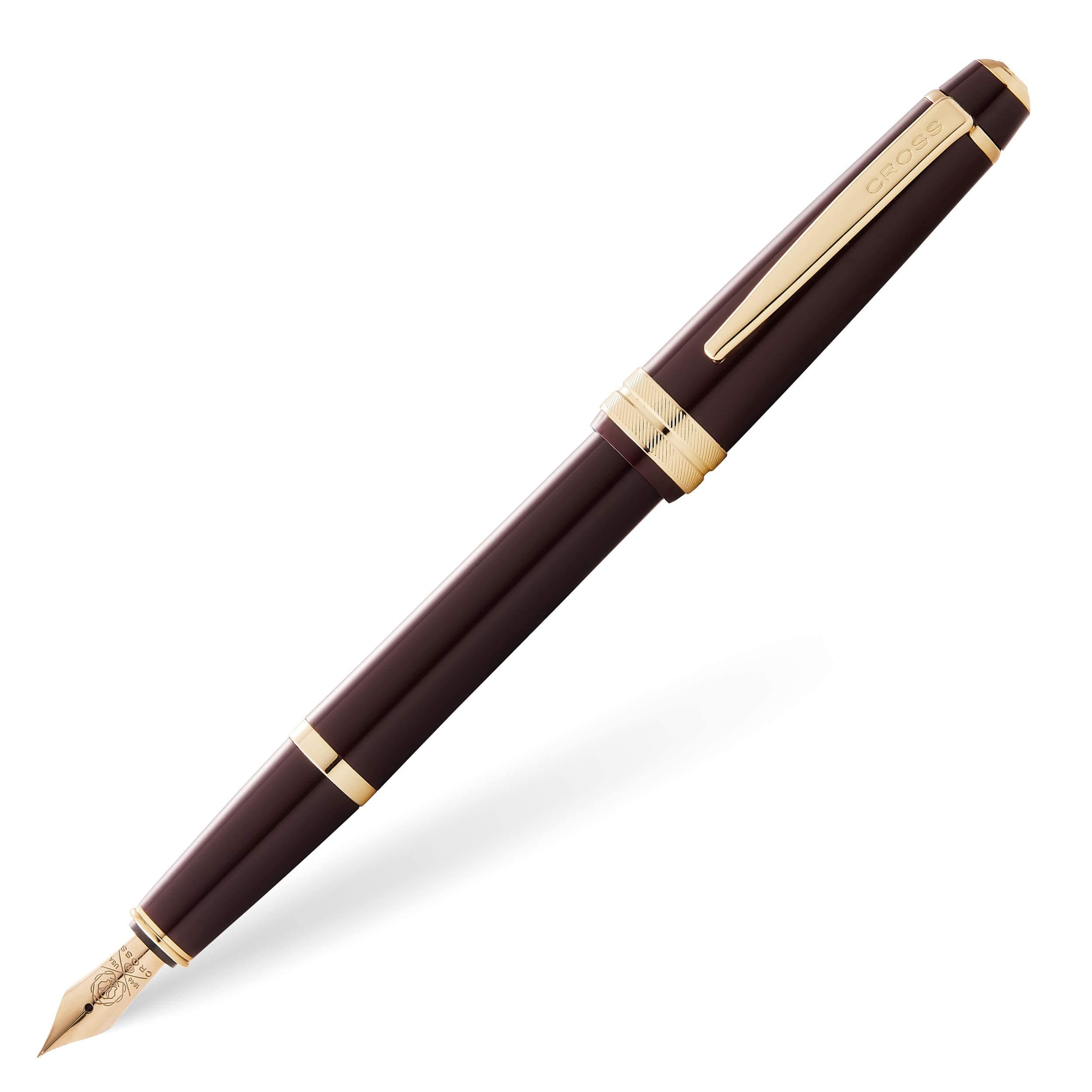 Cross Bailey Light Polished Burgundy Fountain Pen – Refillable, Medium Nib, Black Ink, Presented in Everyday Gift Box