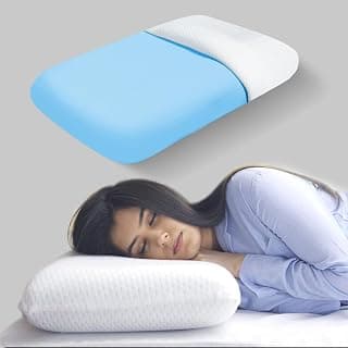 Sleepsia Memory Foam Pillow for Neck Pain and Shoulder Pain, 1 Year Warranty Cooling Gel Cervical Pillow for Spondylitis Neck, Orthopedic Sleeping Pillow for Bed, Standard Size White