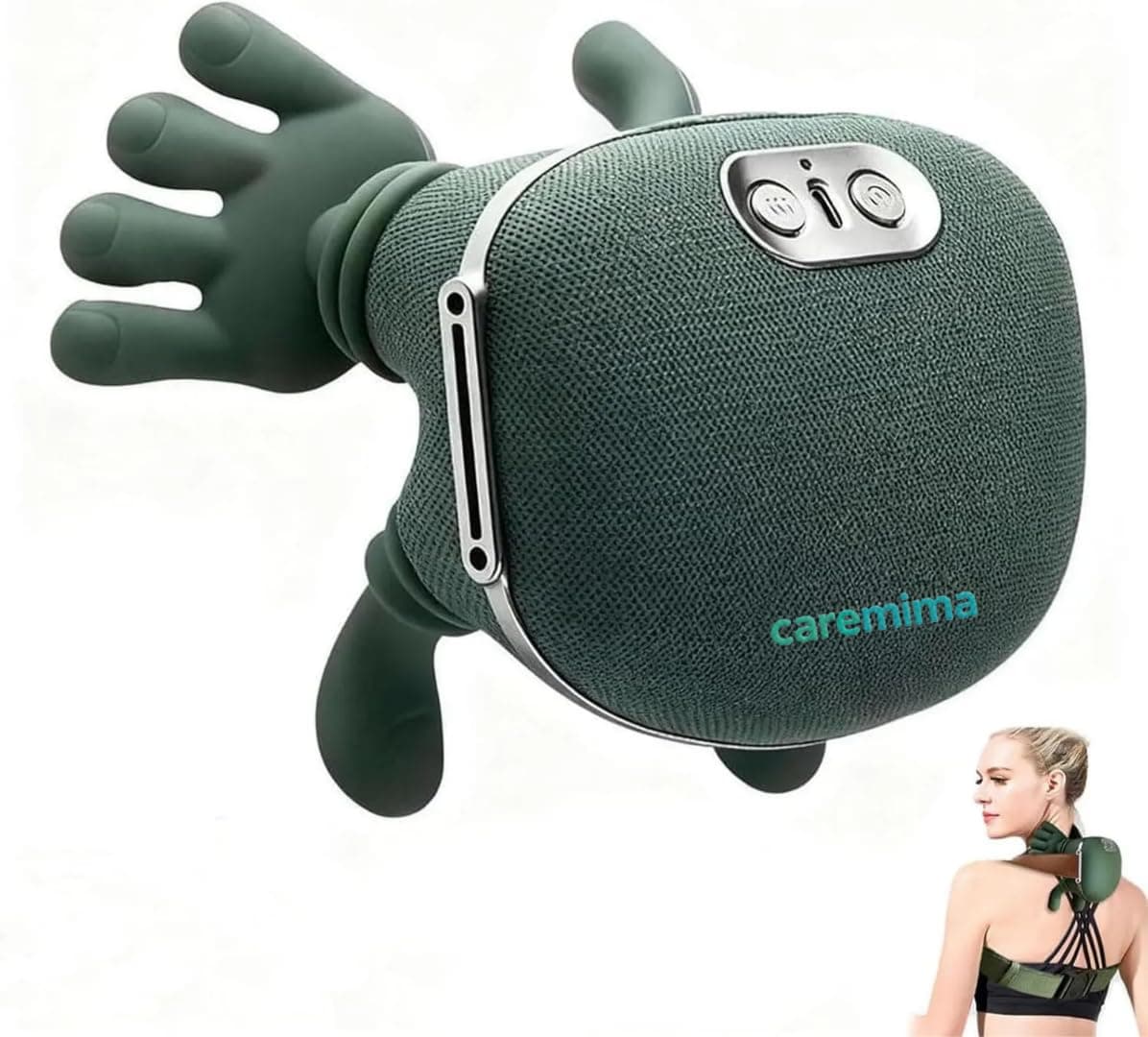 CAREMIMA Shoulder and Neck Massager, Neck Massager for Pain Relief Deep Tissue with Two-Speed Temperature Adjustment Dual-Zone Heat, Back and Leg Massagers with Simulation Palm,