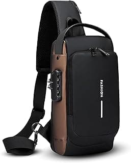 FLYNGO Sling Bag for Men Stylish Crossbody Backpack for Men & Women, Anti-Theft Chest Bag with USB Charging Port, Messenger Bags, Casual Shoulder Bag
