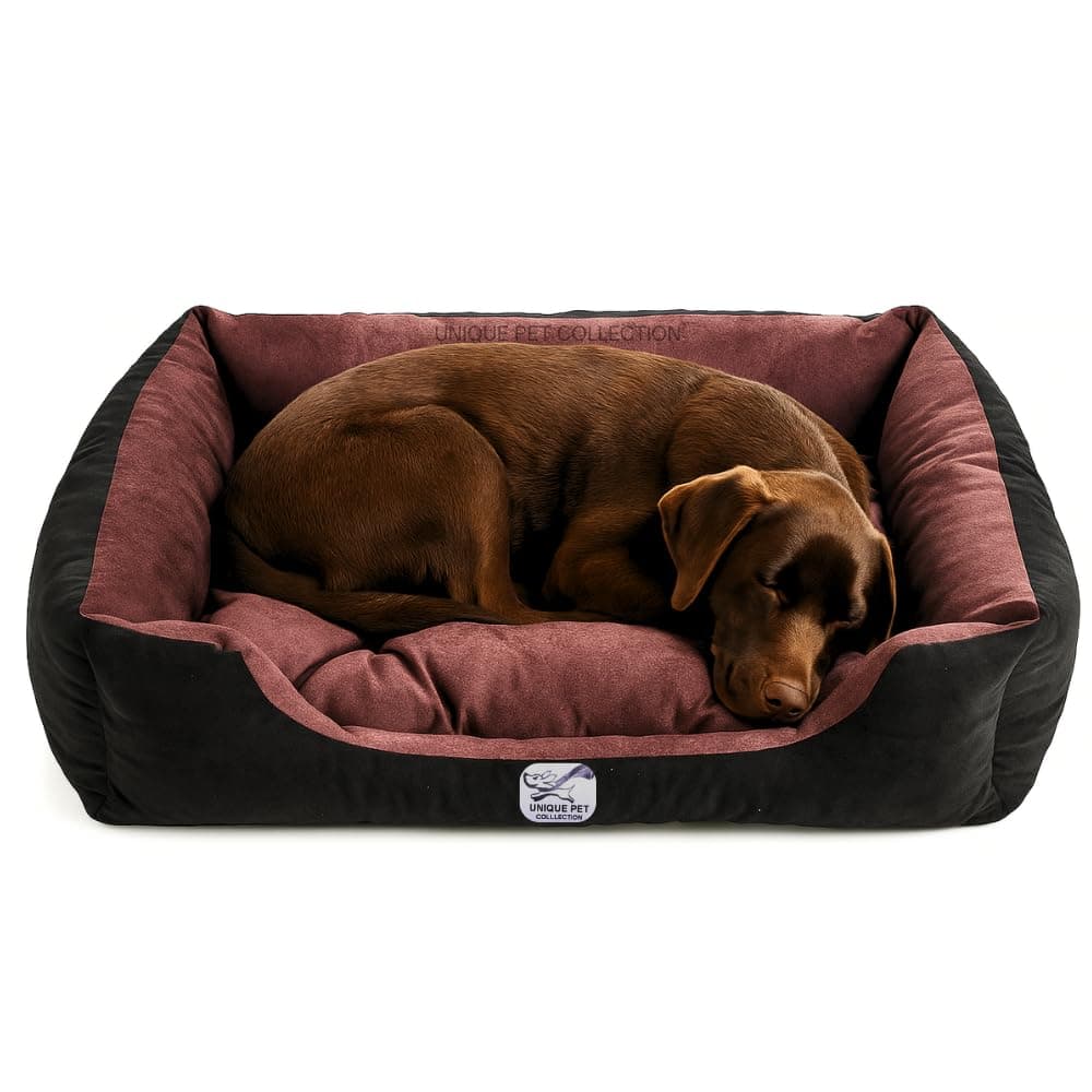 UNIQUE PET COLLECTION Calming Dog Bed, Plush Donut Cuddler, Soft Anti-Anxiety Cushion for Dogs and Cats (Brown, M)