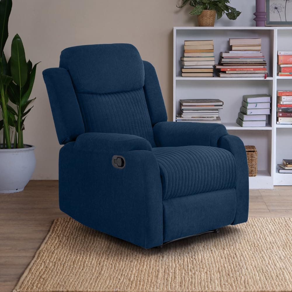 Sleepyhead RX6 Designed by Duroflex - Single Seater Fabric Recliner (Berry Blue) |3 Modes of Comfort |High Back Rest for Extra Neck & Lumbar Support |Premium Pocket Springs for Plush Feeling