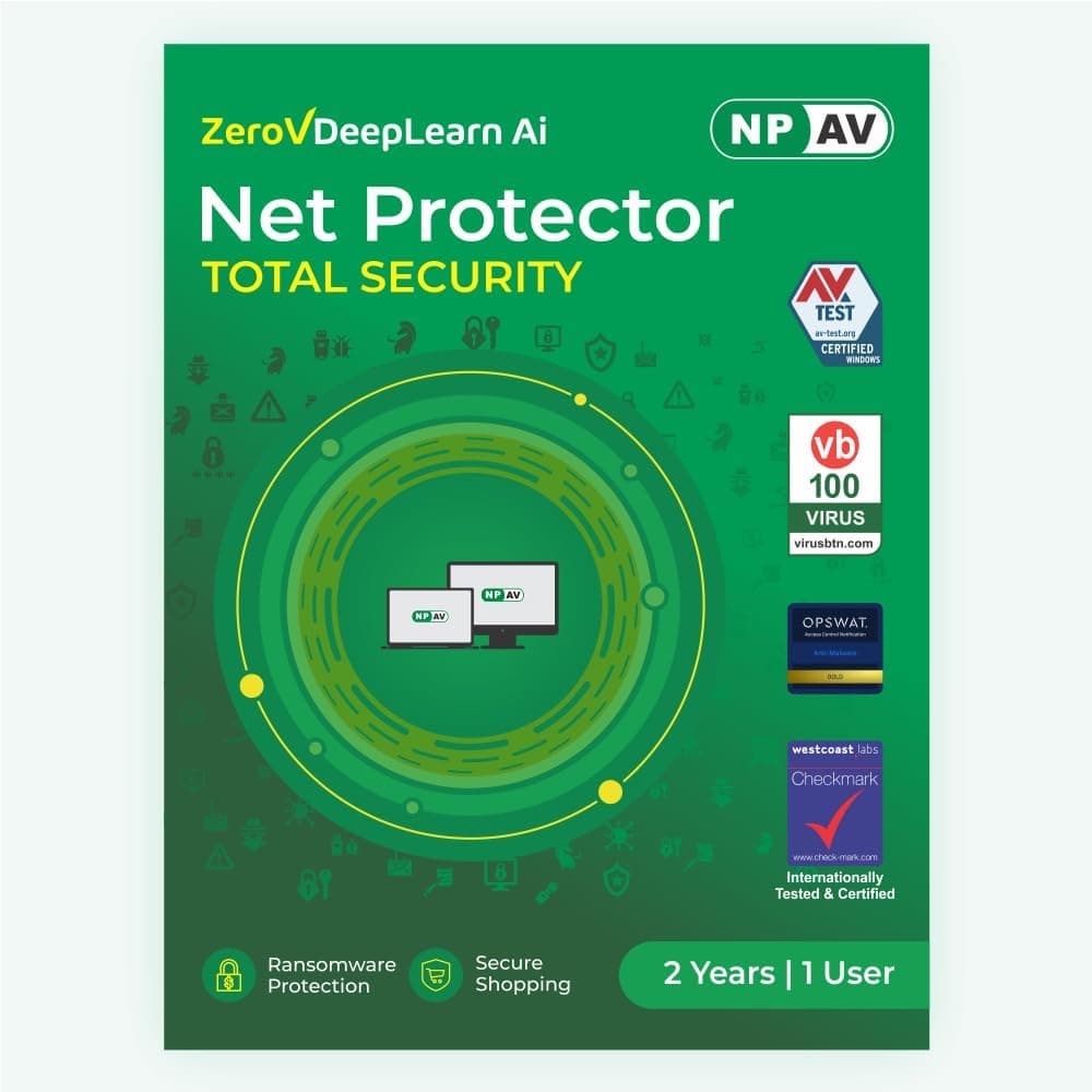 Net Protector Antivirus - Total Security 2026 | Windows PC/Laptop | 2 Year - 1 PC with ZeroVDeepLearn Ai (Email Delivery in 1 Hour - No CD)