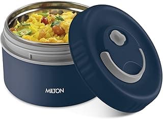 MILTON Snack Box Big I Inner Steel, PU Insulated 510 ml I Leak Proof with Air Vent I Lunch Box for Office Use, School I Dark Blue