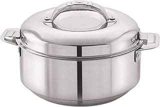 Cello Maxima Insulated Stainless Steel Casserole Hot Pot Box Case 2000 ml Silver | Double Wall PU Insulated Airtight Serving Casserole Hot Pot Case For Rice, Biryani | Hot Pot Roti Case For Kitchen
