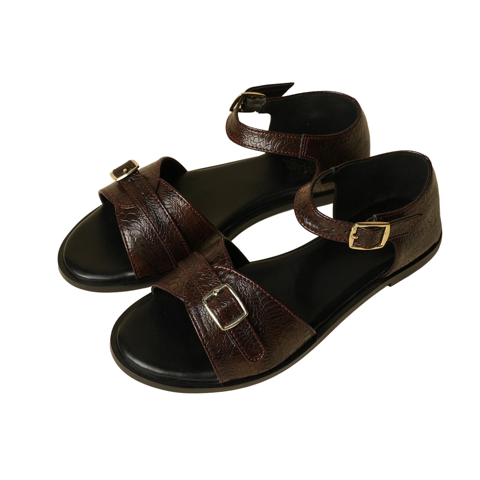 Theater Women Journey Flat Sandals | Soft Comfortable Buckle-Strap Flats | Lightweight Casual Sandals for Work, Office & Stylish Outfits