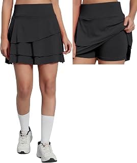 Mehrang Skirt with Shorts for Women's & Girl's Solid High Waist Flared Skater Short Mini 3 Layer Skirt