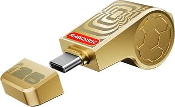 SanDisk USB Type-C Flash Drive 128GB, FIFA World Cup 2026 Edition, Up to 300MB/s, Collectible Whistle Design Pendrive for Smartphone & Laptop, Gold