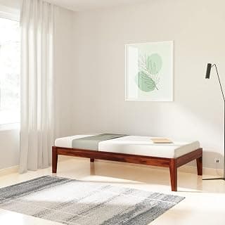 THE WOODEN CITY Sheesham Wood Fieri Single Size Bed Without Storage Solid Wood Cot Palang Wooden Bed for Bedroom Home Living Room (Honey-sb) (188x97x38cm) (Recommend Mattress size-72x36 inch)