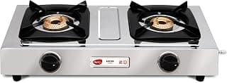 Pigeon By Stovekraft Aspire Stainless Steel Gas Stove 2 Burner I Manual Ignition I High Powered Brass Burner I ISI Certified I 2 Year Warranty