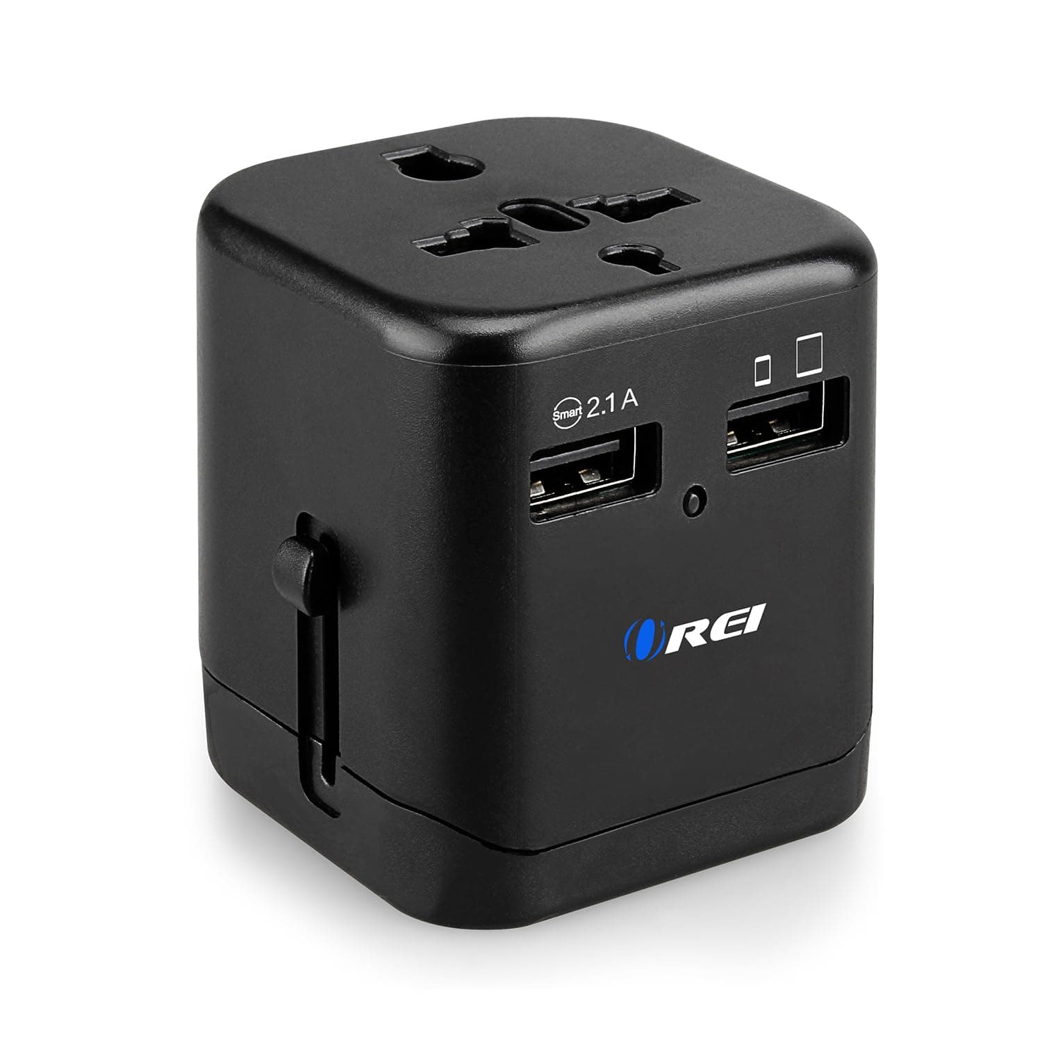 Orei Worldwide Universal Travel Adapter with Dual USB Ports (2.1A Smart Plug Charging)-All-in-One,100V-250V Plug-International Plug Adapter for Cell Phones,Tablets,Camera-5 Years of Warranty,Black