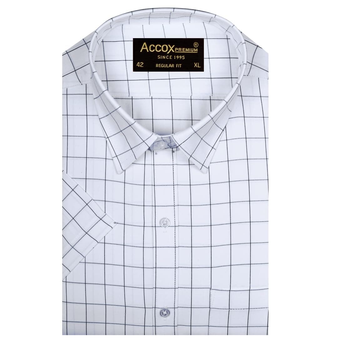 ACCOX Men's Breathable Cotton Half Sleeves Checkered Regular Fit Shirt (O_GCR436)