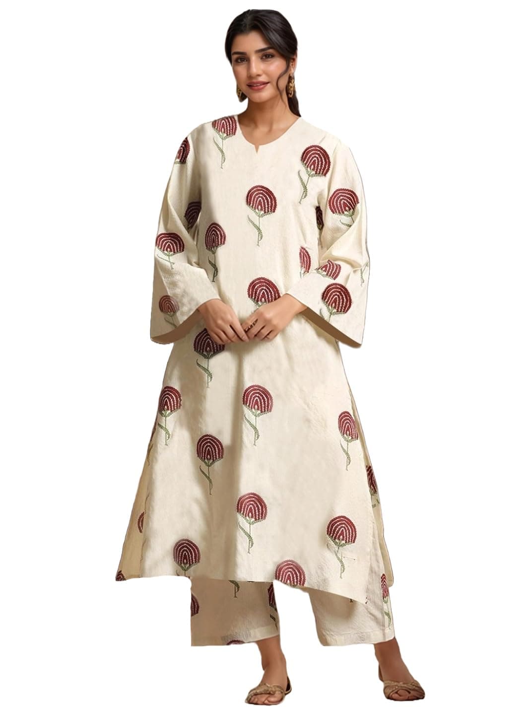 ANNI Designer Women Rayon Viscose Regular Fit Printed Straight Kurta with Pant