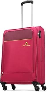 Aristocrat Medium Oasis Plus Size Soft Check in Luggage (69 Cm) | Spacious Polyester Trolley with 4 Spinner Wheels and Combination Lock | Dazzling Red | Unisex| 3 Years Warranty