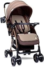 1st Step Caramel Baby Pram Cum Stroller with 5 Point Safety Harness/Infinitely Reclining and Cushioned Seat/Reversible Handle/Front Swivel Wheels - Coffee Brown