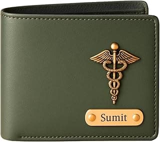THE CUSTOMISED GIFT TCG Personalized Name & Charm Imported Leather Mens Wallet | Gifts for Men Husband Boyfriend Employees Clients Colleagues Friend (Olive Green)