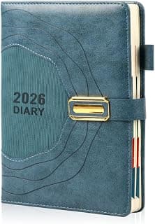 Climberty® 2026 Diary A5 Planner With Buckle Closure, Embossed Soft Blue PU Leather Cover, 400 Lined Pages Journal, Weekly & Monthly Organizer Notebook For Office & Personal Use