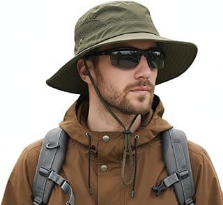 GUSTAVE Sun Hats for Men Wide Brim Summer Sun Protection Cap for Men UV Protection Round Sun Cap for Hiking, Fishing, Gardning, Travel