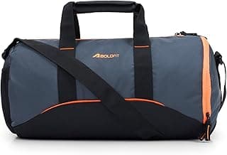 Boldfit Gym Bags for Men Compact Sports Duffle for Women Unisex Duffle Bag for Carry & Travel Adjustable for Shoes Towel Duffel Sports Bag 22L - Black