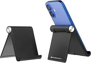 ZEBRONICS Foldable Mobile & Tablet Stand, Multi-Angle Adjustable, Supports Up to 30.48cm Devices, Lightweight & Portable Design (MTS30)