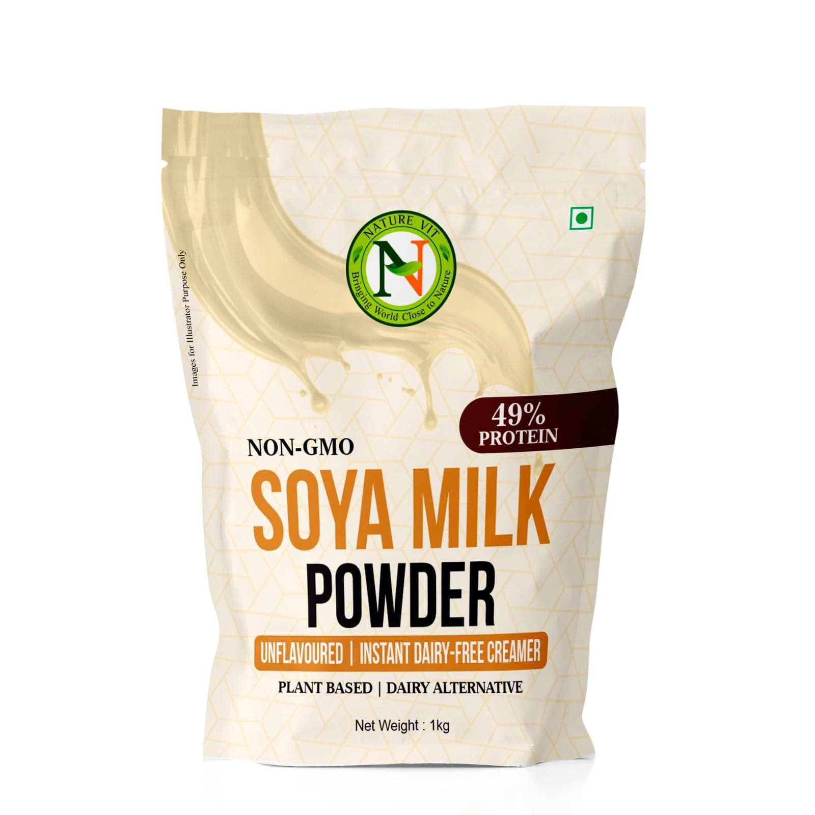Nature Vit SOYA Milk Powder, 1 kg [Plant-Based / Vegan Milk Alternative, Non-GMO & 49% Protein & Sugar Free]