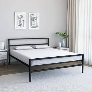 Nilkamal SLEEP Striker King Size Metal Bed (Black)