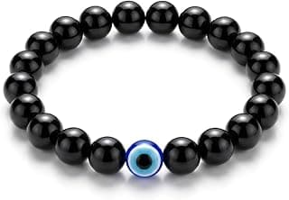 Obsidian Aura Evil Eye Beaded Bracelet