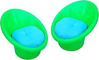 Tub Chair with Complimentary Cushions Set of 2 (Plastic, Standard, Green)