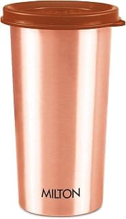 MILTON Copper Tumbler with Lid, 480ml, 100% Pure Copper, BPA Free, Leak Proof, Office, Boosts Immunity, Supports Digestive & Liver Health, Ayurveda Inspired