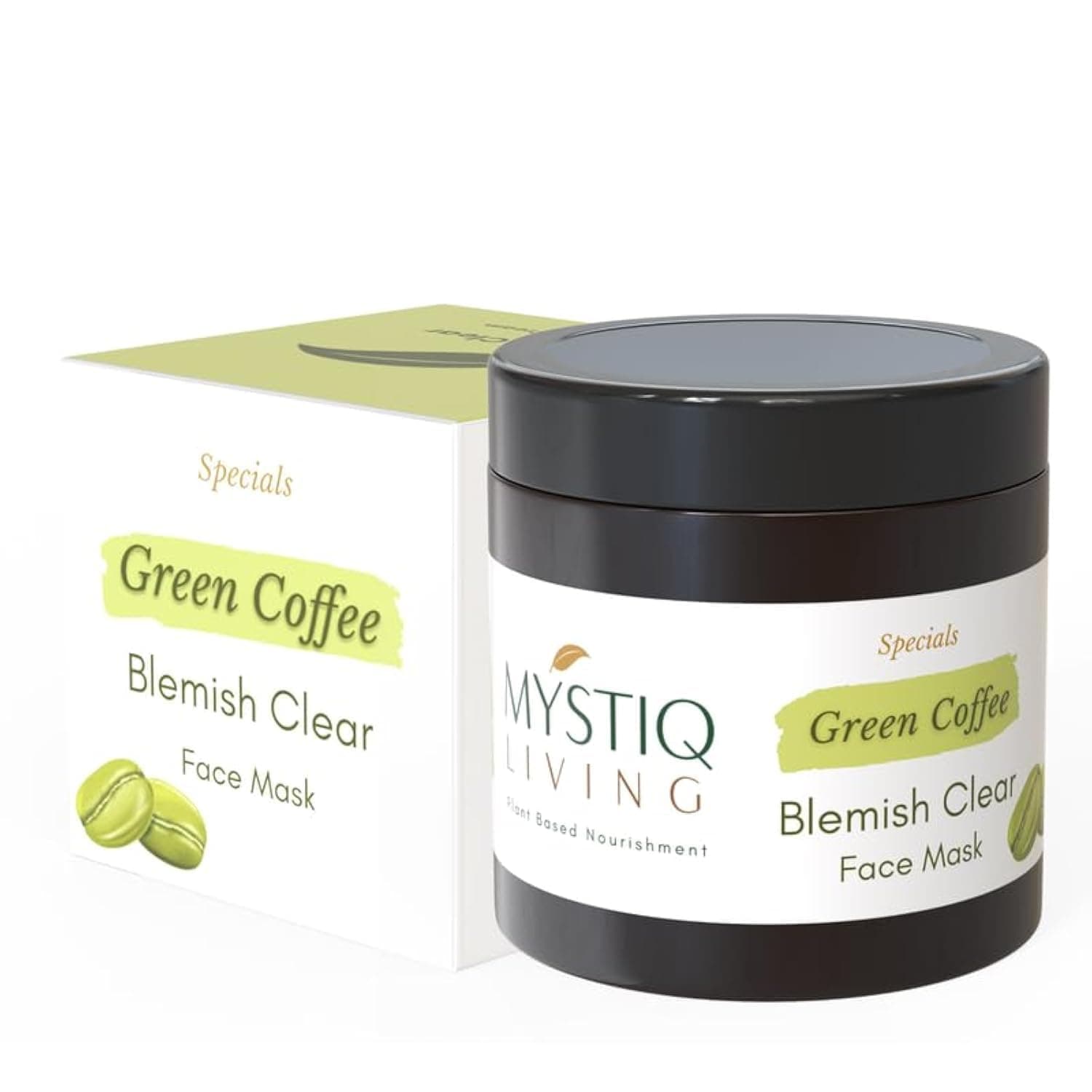 Mystiq Living Face Pack/Mask for Glowing Skin Green Coffee Blemish Clear - 100 GM | Detan Pack | For Pigmentation, Tan Removal, Dark Spots & Brightening | Kojic Acid and Niacinamide