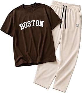 AUSK Men's Graphic Printed Clothing Co-Ord Set | Oversized T Shirt with Track Pant | Casual Daily Wear Outfit for Men