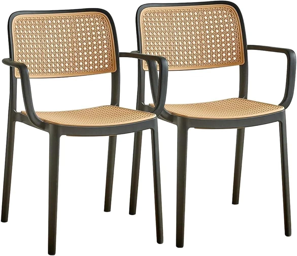 INNOWIN Mirra Chair for Cafeteria | Arm Chair | Accent Chair for Living Room Home, Bedroom, Cafe and Hotels | 3- Year Warranty | Set of 2 | Plastic | Black