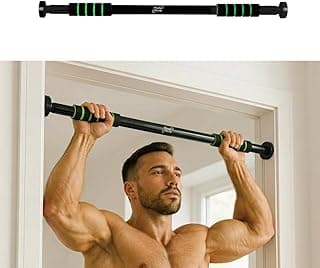Roughhouse Pull Up Bar for Home Workout | No Screw Doorway Chin Up Bar | 100 KG Capacity | Adjustable 62–82 CM | Height Increase Bar for Men, Women & Kids | Anti-Skid Foam Grip