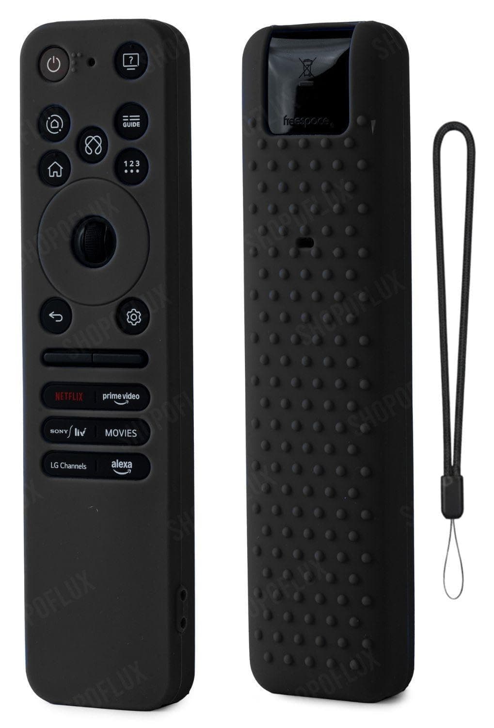Shopoflux Silicone Tv Remote Cover Compatible with LG Smart TV Remote Full Wrap Protective Case with Lanyard [Remote NOT Included] (Black)