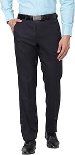 Park Avenue Men's Mid Rise Regular Fit Polyviscose Blend Solid Pattern Flat Front Formal Trouser