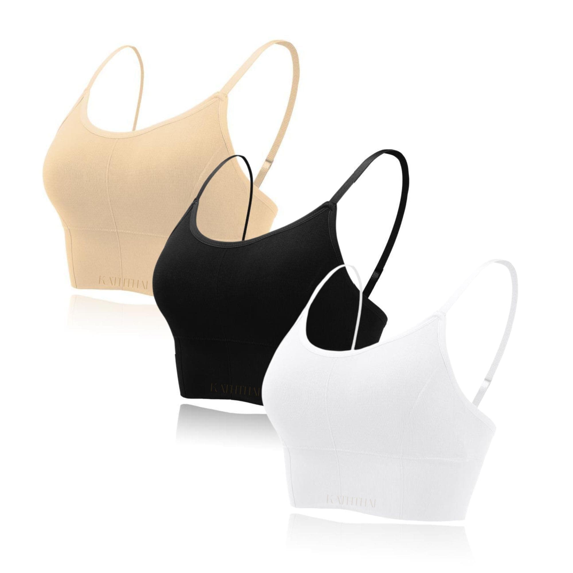 Kaththai Women Cotton Padded Wire-Free Sports Bra with Adjustable Straps Soft Padded Push-Up Bra for Yoga, Fitness (Free Size Bra Fit Up to 28,30,32,34)