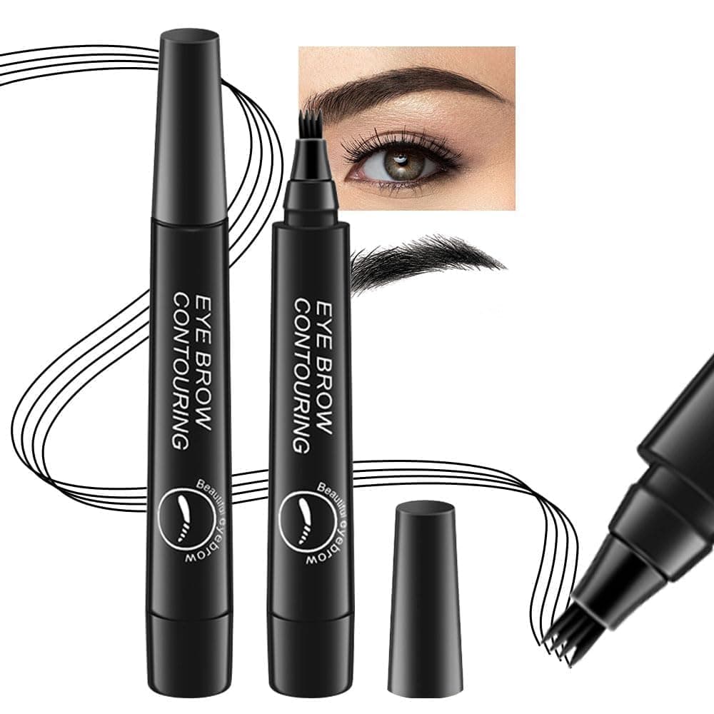 INKIES 4 Point Eyebrow Pencil Black,Waterproof Microblading Eyebrow Pencil with a Micro-Fork Tip Applicator Creates #05 Black Fine Sketch Liquid Eye Brow Tattoo Tint Pen (Pack of 1)