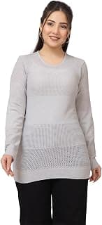 LASOON Women Winter Knit Top | Full Sleeve Round Neck Sweater | Warm & Soft Textured Pullover | Casual Regular Fit Winter Wear