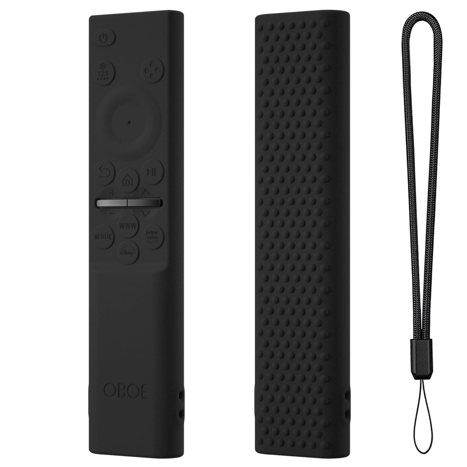 OBOE Silicone TV Remote Cover for Samsung Remote BN59-01311 QLED, Black | Full Wrap Protective Case, With Loop, Remote Not Included