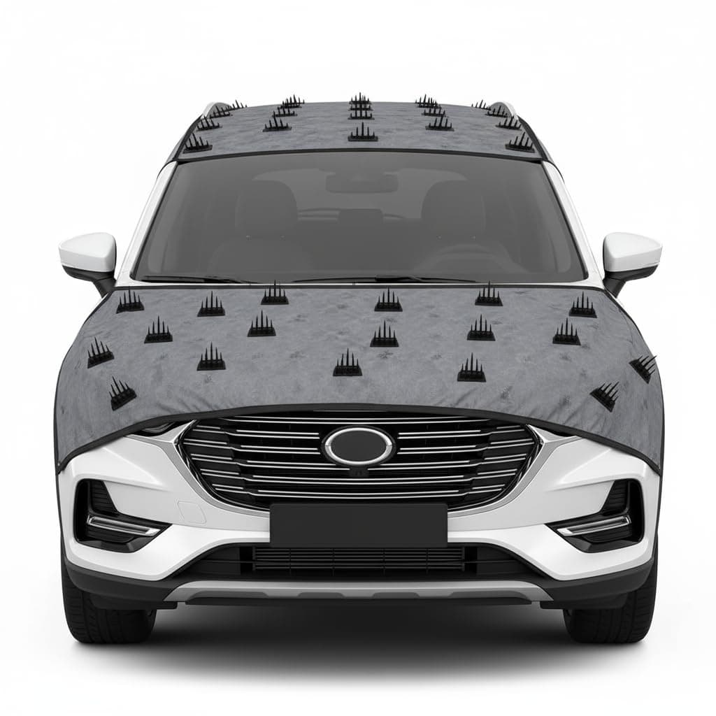 NETYLON Dog Protection Car Cover with Spikes | Universal Fit Roof (60x43 in) & Bonnet (50x31 in) | Anti Monkey & Animal Deterrent | Waterproof Dustproof Scratch Safe Outer Car Body Cover | Set of 2