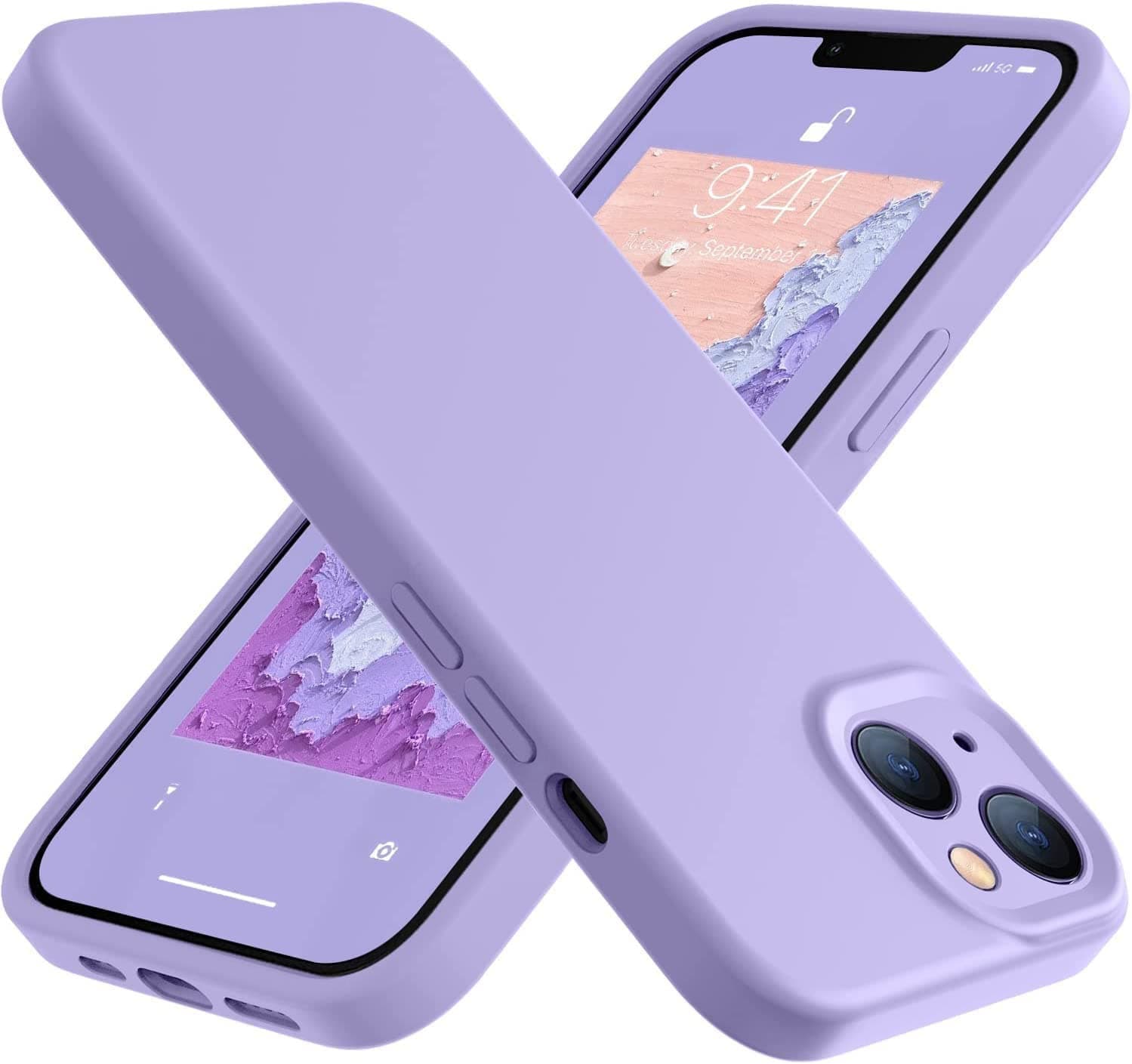 mobistyle Liquid Silicone Back Cover Case for iPhone 13 | Soft Micro-Fibre Lining Inside | Camera & Screen Protection | Shockproof Back Cover Case for iPhone 13 (Silicone, Purple)