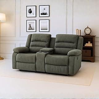 Royaloak Muar Malaysian Fabric Recliner Two-Seater - Grey | Premium Double Seater Recliner with High Backrest, Console Cup Holder & Heavy-Duty Support | Comfortable Designer Seating for Living Room