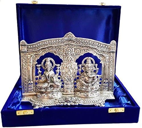 Lavanaya Silver®- Silver Plated Ganesh Laxmi Idol for Home Temple & Décor | Elegant Statue for Pooja Room-Ideal Wedding, Anniversary,Housewarming & Diwali Gifts, Laxmi Ganesh Murti for Diwali Pooja