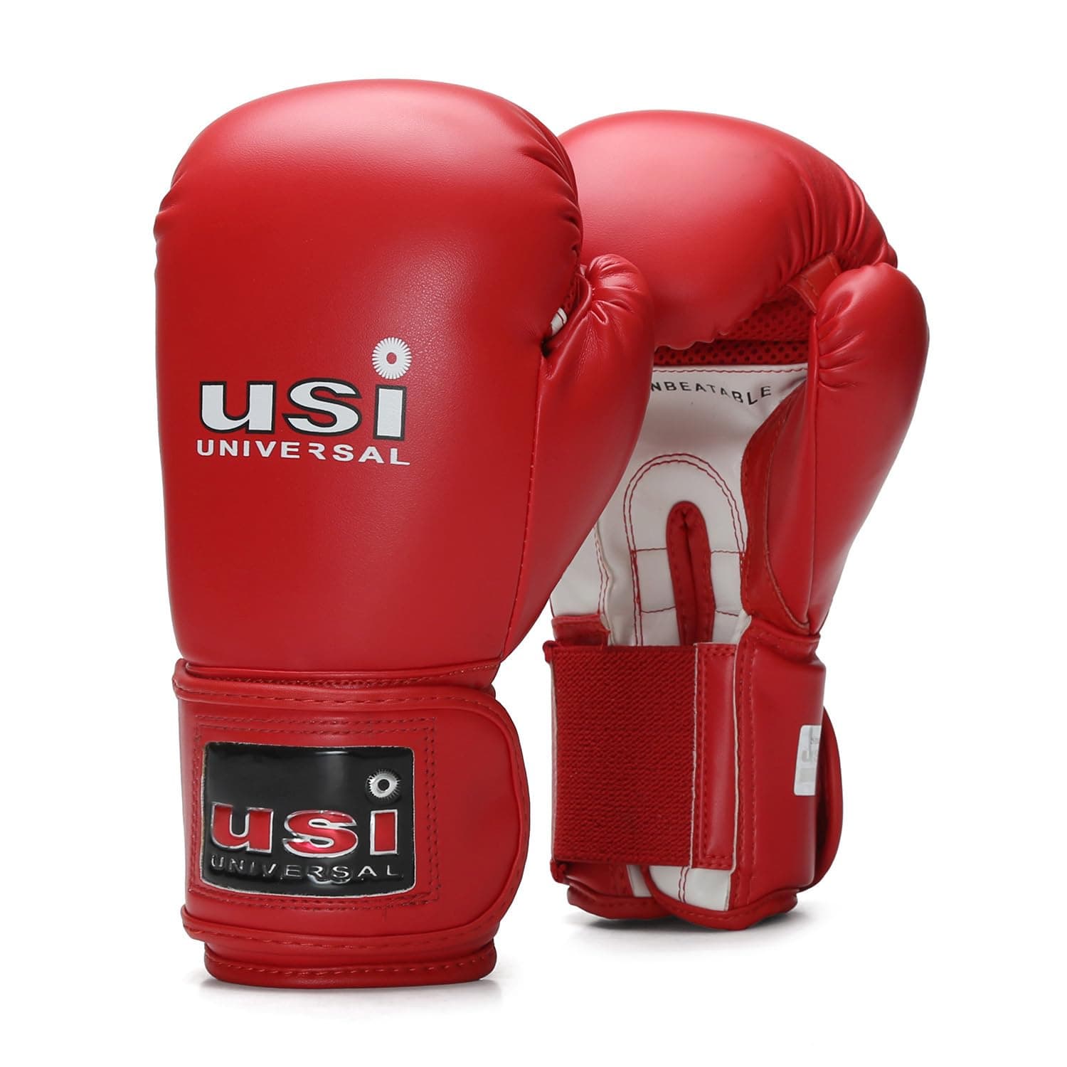 USI Universal Lite Contest Pu Boxing Gloves for 3 to 6 Years Age with Moulded Foam Padding, Sweat Wicking Lining, Elasticated Hook & Loop Wrap Around Closure (Red, 6oz)