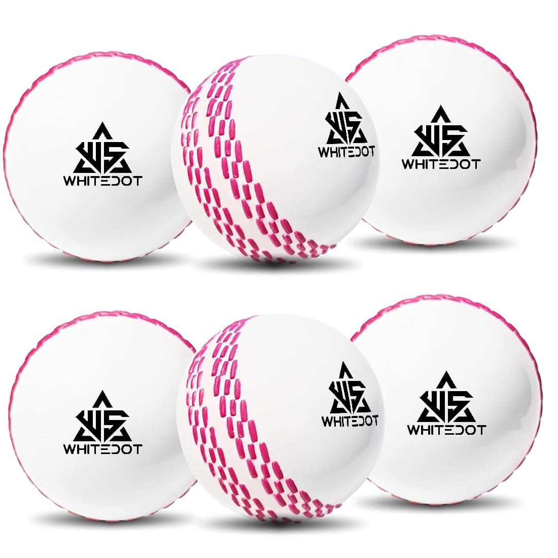 Whitedot Synthetic Rubber Practice Cricket Ball/Wind Balls (90 GMS) for - Indoor & Outdoor Street & Beach Cricket (Pack of 6) (White)