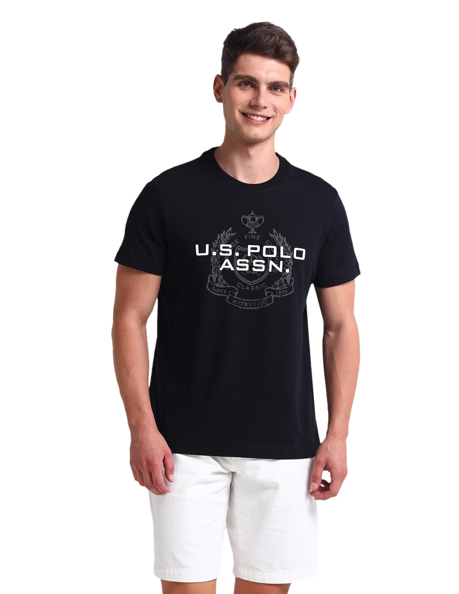 U.S. Polo ASSN. Brand Printed Cotton T-Shirts for Men - Half Sleeves Mens Casual T Shirts