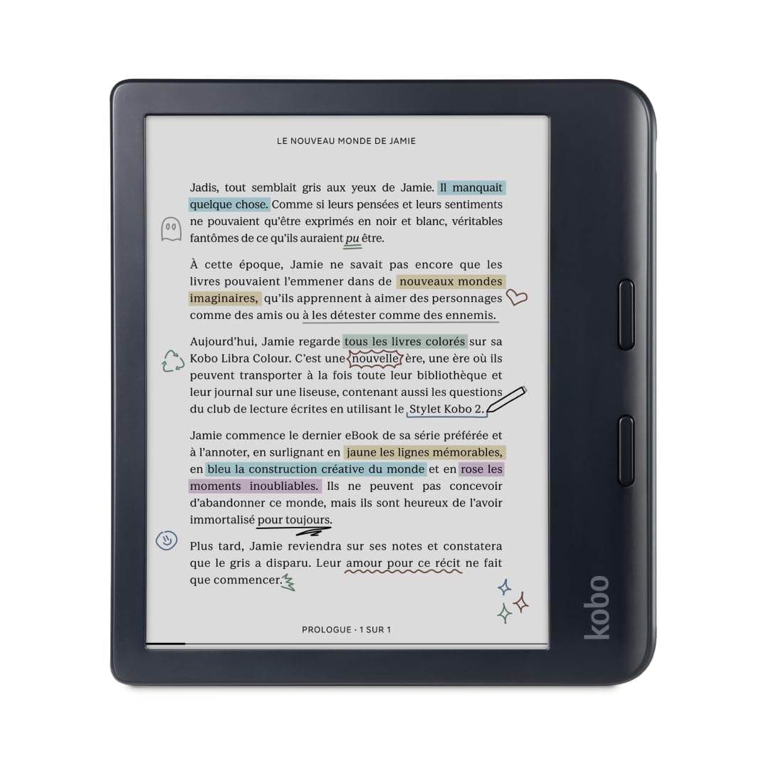 Kobo Libra Colour | eReader | 7” Glare-Free Colour E Ink Kaleido™ 3 Display | Dark Mode Option | Audiobooks | Waterproof | 32GB of Storage | Black