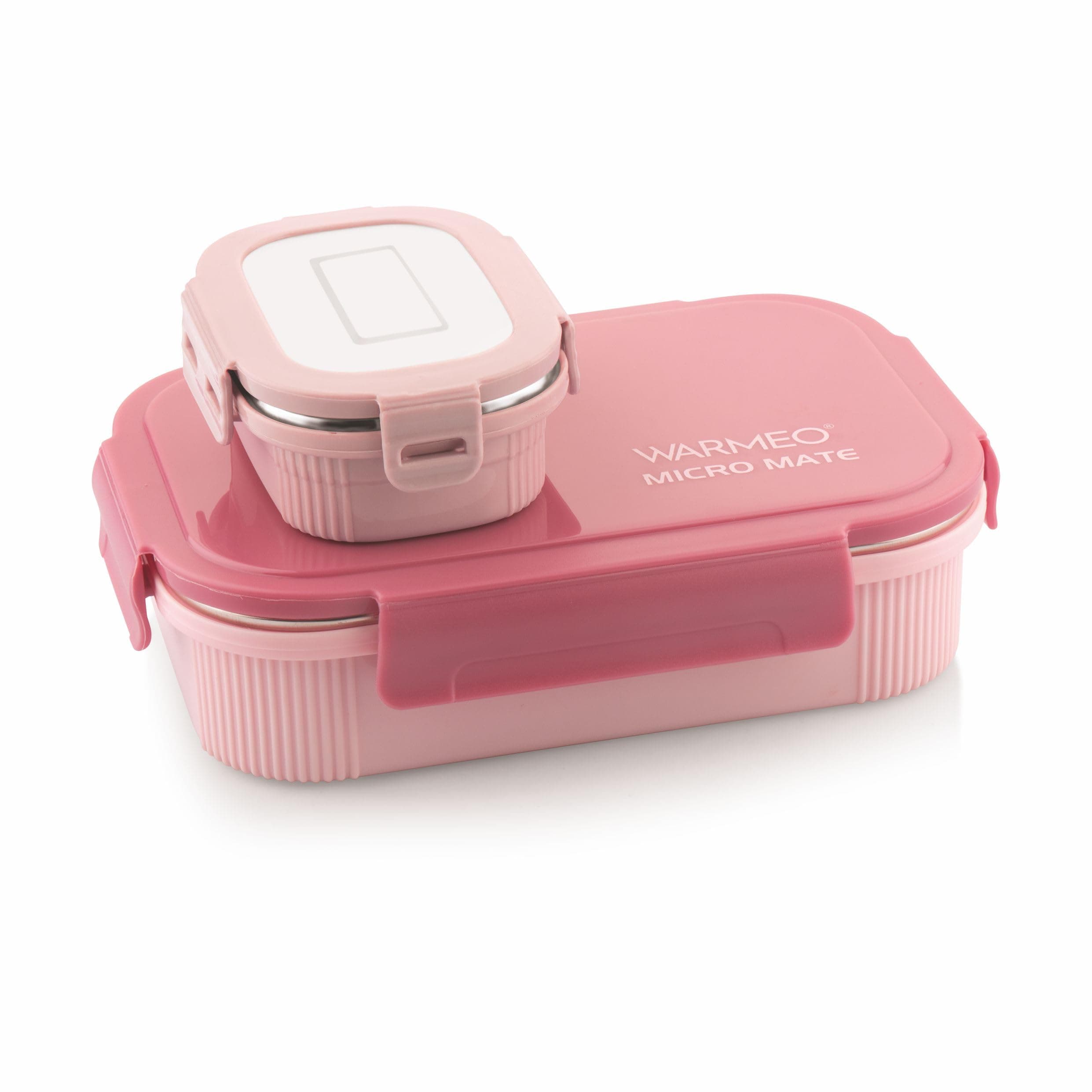 WARMEO MICROMATE Microwave-Safe Stainless Steel Lunch Box, Bpa Free, Perfect for Office, School, Travelling, Combo(800ml+150 ml), Pink