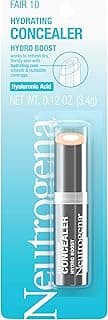Neutrogena Hydro Boost Hydrating Natural Concealer Stick For Dry Skin, Oil-Free, Lightweight, Non-Greasy And Non-Comedogenic Cover-Up Makeup With Hyaluronic Acid, 10/Fair, 0.12 Oz