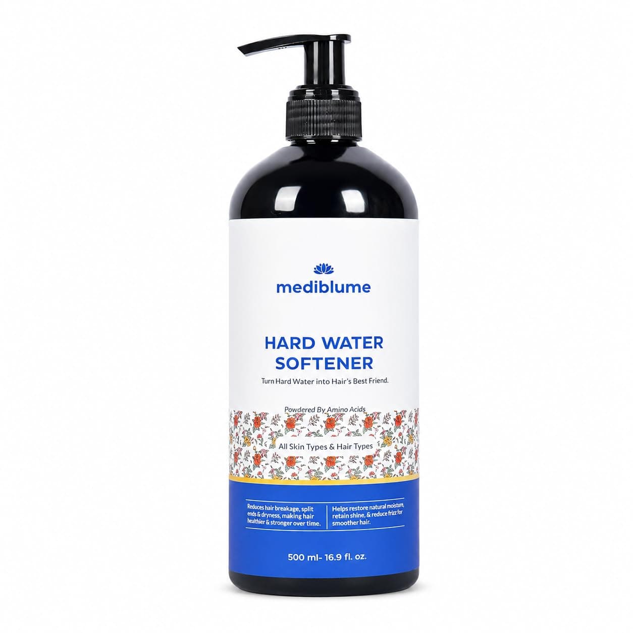 Mediblume Instant Shower Hard Water Softener – Liquid Formula | Sulphate & Paraben Free | Amino Acid Powered, Removes Hardness, Restores Hair Shine & Skin Smoothness | All Types | 500ml